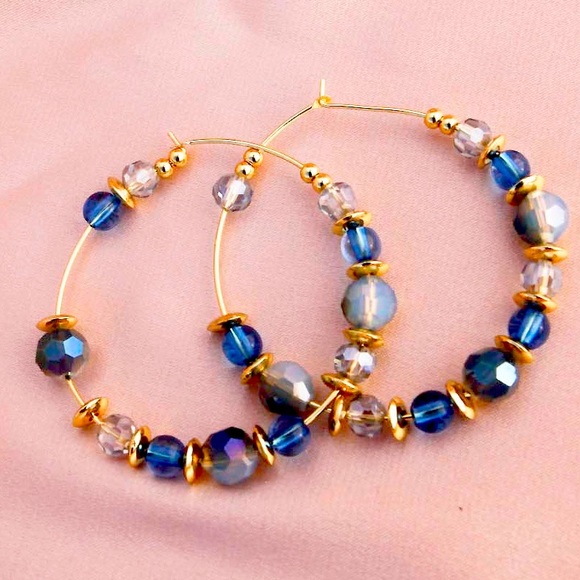 Beaded Hoop Earrings - Picture 1 of 3